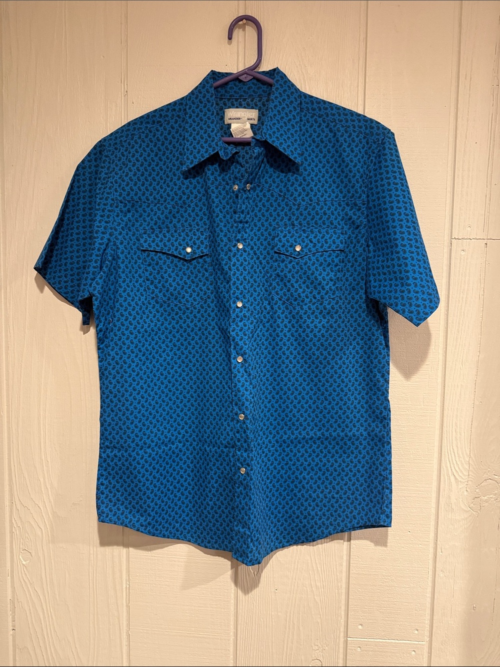 Wrangler Women’s Short Sleeve Turquoise Paisley Print Full Snap-Down Shirt